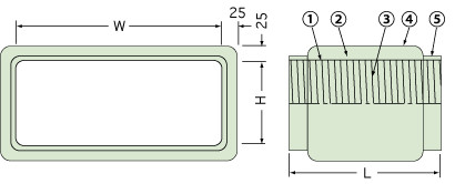 タイロン グラスダクト フレキシブル SQT型 (角タイプ) カット品 300φ