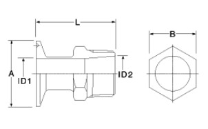 大阪サニタリー　ISOヘルールユニオン継手　ヘルール管用ネジアダプタ　THAD-C　1.5S×R 3/4　SUS316L